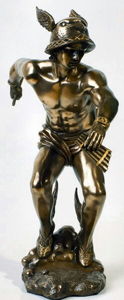 Messenger Of The Gods Statue Mercury with pipes sculpture